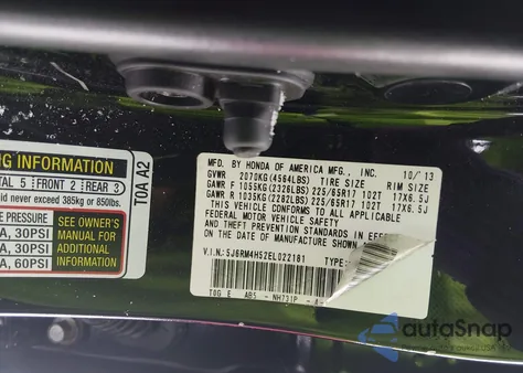 2014 Honda Cr-V Ex from USA, damaged, VIN 5J6RM4H52EL022181